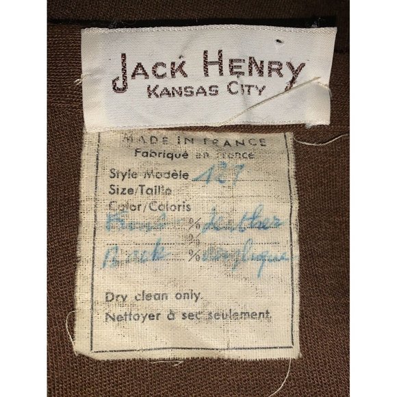 VTG Jack Henry Suede Brown Lined Vest Made In France Acrylic Knit Back VGUC - Picture 6 of 7